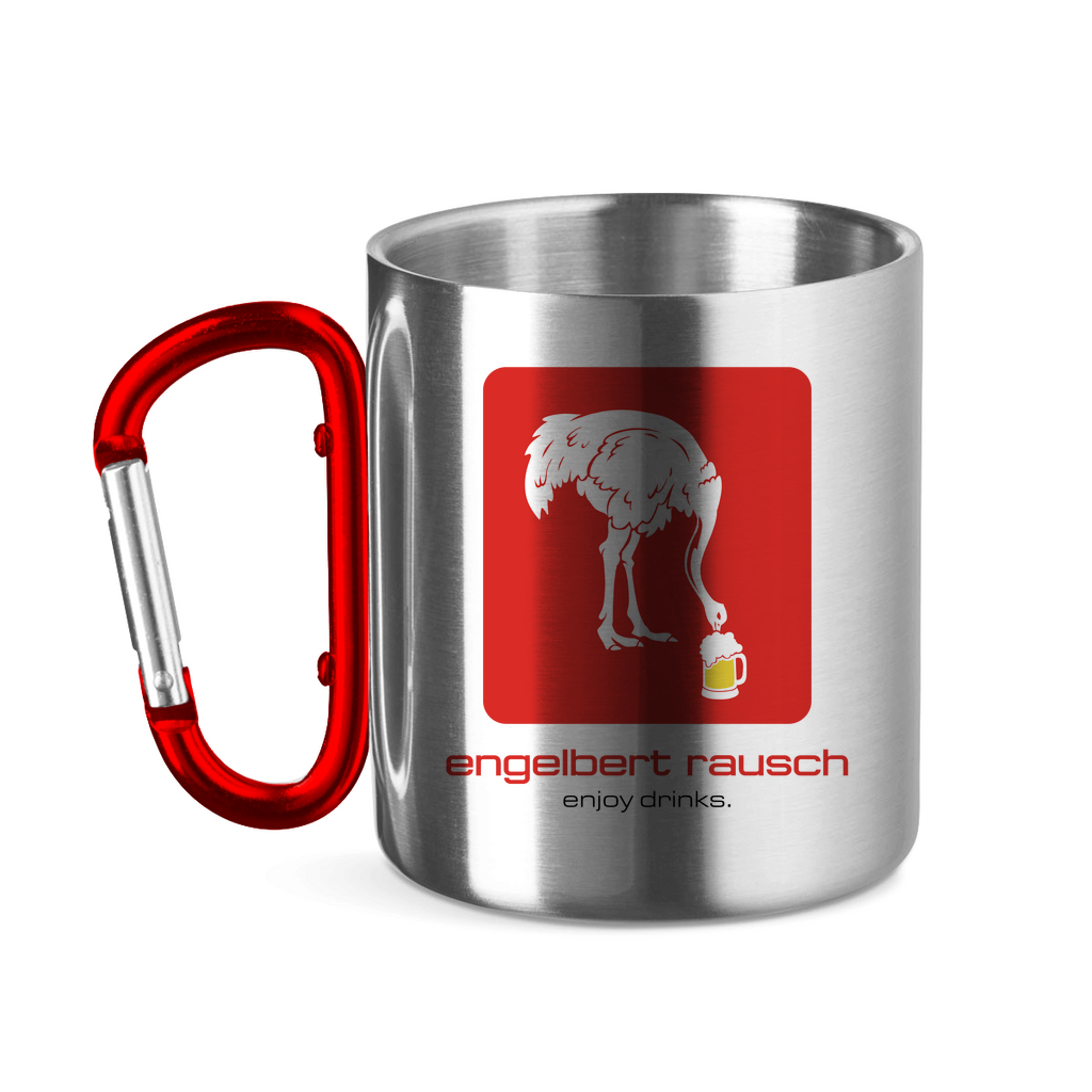 Personalisiert Edelstahltasse Mit Karabiner – Feuermann-Spruch, Perfekt Für Camping, Büro & Geschenke